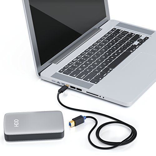 deleyCON 0,5m USB Kabel / Stecker Typ 3.1 / C auf B / USB 3.0 Speed 5 Gbit/s / Datenkabel / für z.B. Computer / Drucker / Externe Festplatte – Schwarz - 6