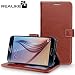Samsung S6 Cover, REALIKE™ {Imported} Premium Leather Wallet Flip Case for Samsung Galaxy S6 (Royal Series - Brown) RS.797.00