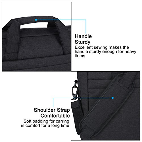 Zikee 13,3 14 Zoll wasserfeste und 360° stoßfeste Messenger-Bag als Schutz für Ihren Laptop/Notebook mit Handgriff und Schultergurt für Schule, Studium, Reisen und im Büro und für geschäftliche Nutzung (Schwarz) - 9