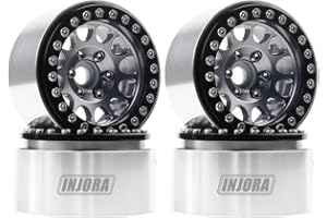 INJORA 1,9 Pulgadas Beadlock RC Llanta de Rueda RC Coche 1,9 Rueda Rim Beadlock Cubo de Rueda para 1:10 RC Rock Crawler Axial SCX10 pro SCX10 II III TRX4 D90 VS4-10 Redcat Gen 8 7 Pro Enduro (Gris)