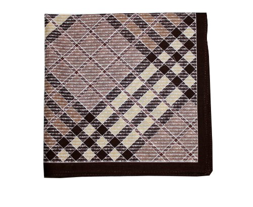 New Cotton Handkerchief / Pocket Square - Brown &amp; Beige