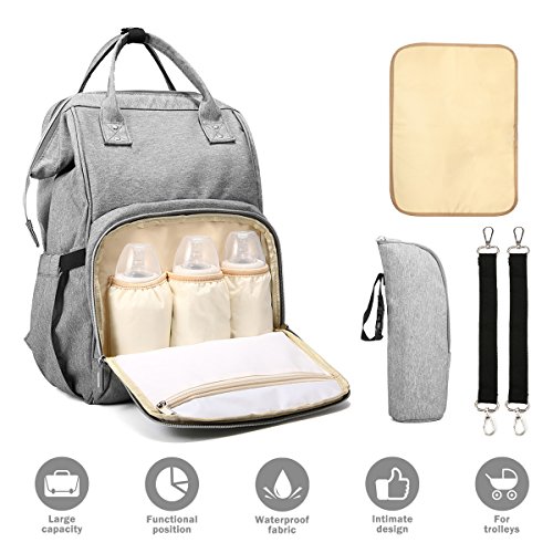 Preisvergleich Produktbild FUNTOK Wickeltasche Wickelrucksack, Mama Rucksack Babytasche Multifunktional Wasserdicht Reise Rucksack mit isolierten Tasche Wickelunterlage für Mama Papa
