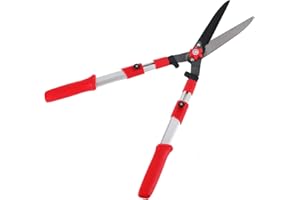 LINZI Cisailles à Haies Télescopique 680mm-870mm avec Lame Droite en Acier Taille Haies Manuelle Jardin Professionnelle pour Tailler des Haies, du Topiaires Buis et des Herbes Décorative