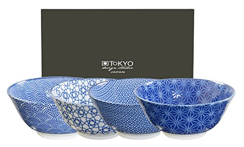 spécifications Tokyo Design Studio, Bol en porcelaine motif Nippon Blue - Coffret de 4, Diamètre: 15.2cm
