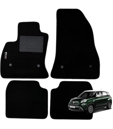 Tappetini Auto Per Fiat 500L 2012-2016 - Set 4 Pezzi In Velluto Con Battitacco