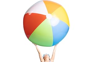 Top Race Pallone da spiaggia gonfiabile gigante da 6 piedi, per piscina, spiaggia, feste estive e regali | 1 Giant Jumbo Blow up Beach Ball color arcobaleno, 72 pollici di altezza