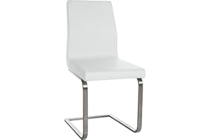 CLP Krzesło do jadalni Belfort ze sztucznej skóry na płozach I nowoczesne krzesło bujane z tapicerowanym siedziskiem i wysokim oparciem, kolor: biały