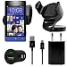 Produktbild Original Lanboo® 4 in1 KFZ Auto Lade Set - Schwarz - mit microUSB Ladekabel Datenkabel + 220V Netzteil + KFZ Adapter Ladegerät + KFZ Auto Mini Halterung für HTC Windows Phone 8S