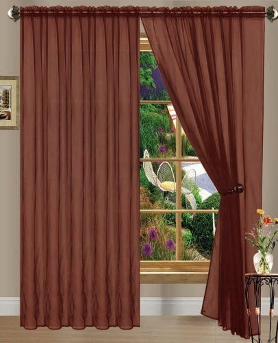 Chocolate Linda Sheer Voile Panel/curtain/drape; 60 inches wide X 84 inches long; One Panel Per Package by Sally Textile