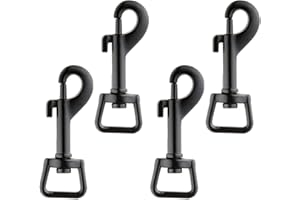 KSJEHW Zestaw 4 haczyków z przegubem obrotowym do obroży dla psa, wytrzymała stal, karabińczyk z głowicą obrotową (czarny)