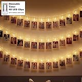 Warmweiß Lichterkette: die Foto Clip Lichterkette wird von 40 Foto Clips eingebaut, die 40 Foto Clip Lichterkette schafft eine warmweiß Atomosphär für Ihr Zimmer. Die Farbe Temperatur von dem Warmweiß ist 2700K. Es ist nicht hell auch nicht dunkel für Ihre Zimmer.