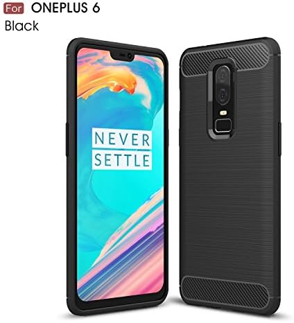 Gray Plaid OnePlus 6 Case,Ultra Slim Lightweight Shockproof Flexible Soft TPU Silicon Protective Case Cover and Carbon Fiber Design for OnePlus 6 - Black