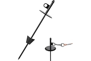 Mi Metty Dog Tie-Out Stake,Heavy Duty Dog Stake for Medium to Large Dogs up to 200 lbs, 360° Swivel Ground Anchor Perfect for Beach, Camping & Yard (Black)