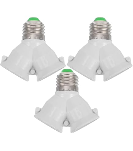 3 pezzi base E27, adattatore splitter a 2 vie, bianco
