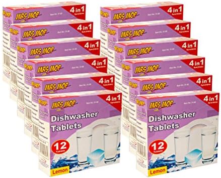Set of 12 Mrs Mop Dishwasher Tablets (12 Boxes, 144 Tablets)