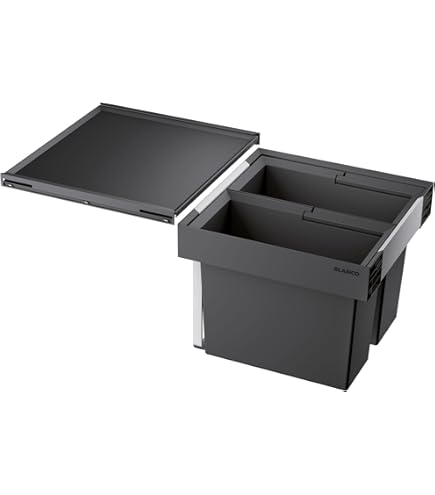 BLANCO SELECT II 60/4 Orga Système De Déchets Pour Armoires Inférieures De 60 Cm De Large, Système D'extraction Pour Fixation Avant, Tiroir D'organisation, 2 Seaux De 15 L, 2 Seaux De 6