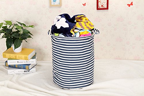 Sea Team Waterproof Coating Ramie Cotton Fabric Folding Laundry Hamper, Storage Basket,L - 7