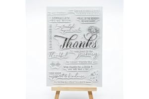 WooYangFun Joyful Home 1pc Thanks Sentiment Rubber Clear Stamp for Card Making Decoration and Scrapbooking