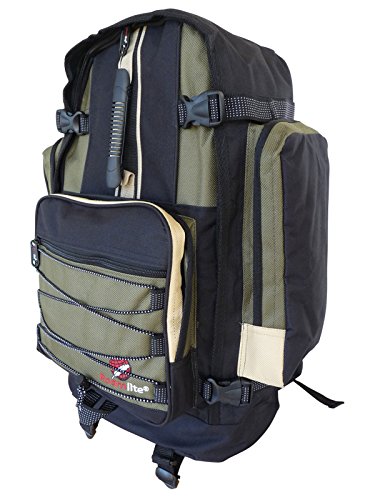 Roamlite Zaino da Campeggio Grande Unisex- 50 a 55 Litri Ideale come Bagaglio a Mano. Perfetto per Escursionismo,Viaggio e Vacanze. Dotato di varie Tasche e Scomparti. Colore Nero Verde