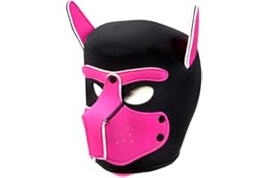 DA DISCOUNT ADULT Puppy Hood Mask, Cosplay Full Face Pup Hood Mask for Cosplay Costume Performance (Pink)