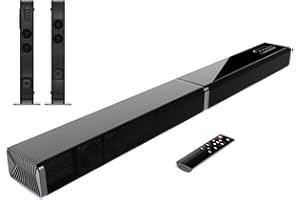 JAJALUYA Sound Bar, 60W Sound Bar for Smart TV,Bluetooth V5.3 speakers, 2 in 1 Home Speaker, ARC/OPTI/AUX/USB Connections, for TV/PC/Projectors,Wall Mountable