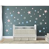 80 Sterne Aufkleber Wandschnörkel® 80 Sterne Aufkleber zarte Pastelltöne 3,5 cm -15cm Durchmesser