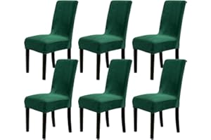 CHICKWIN Chickw1 Stuhlhussen 6er Set Samt Stuhlhussen für Schwingstühle, Esszimmerstühle Hussen Für Hochzeit, Hotel, Küche, Bankett, Partys Stretch Stuhlhussen (6er,Dunkelgrün)