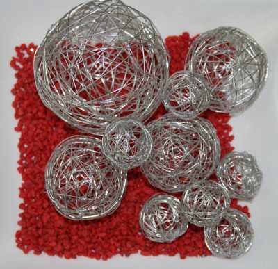10er Set Drahtbälle – 3 verschiendene Größen – Farbe: silber - 2