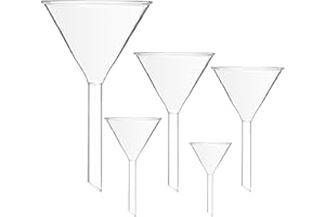 VILLCASE 5 Stück Labor Trichter, Glastrichter, Transparent Borosilikat Glas Mini Trichter, 30mm, 40mm, 50mm, 60mm, 75mm Durchmesser, Ideal für Chemie Experimente und Flüssigkeiten