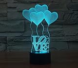 Olayer kreative 3D-LED-Lampe Illusion Nachtlicht 3D-Schriftzug Love und Herzen, Acryl, mit Farbwechsel - 7