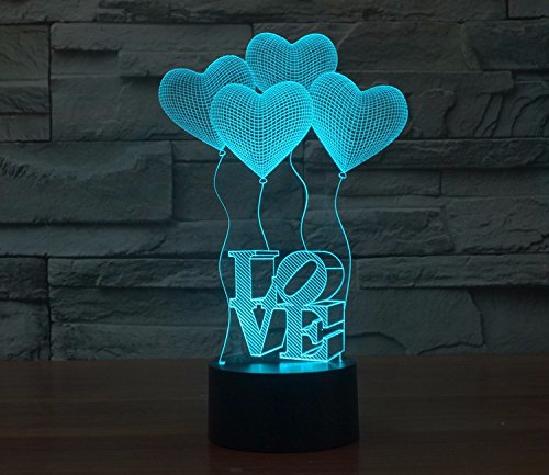 Olayer kreative 3D-LED-Lampe Illusion Nachtlicht 3D-Schriftzug Love und Herzen, Acryl, mit Farbwechsel - 7