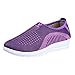 Produktbild ZIYOU Sneakers Damen Weichen Walk Loafers Schuhen Gestreifte Flache Laufschuhe Bequemen Mesh Atmungsaktiv Outdoorsandalen(Violett,41 EU)