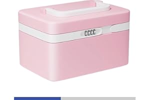 NDXIUTU Medicine Lock Box, Lock Box for Medication with Combination Lock,Lock Box for Safe Medication, Clear Lockable Storage Box for Medicine Pink