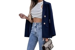 shownicer Femme Élégant Blazer Manches Longues Couleur Unie Slim Fit Jacket Casual Petite Costume Bureau Affaires Veste à Double Boutonnage