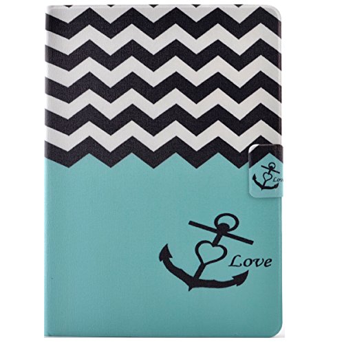 iPad pro 9.7 Hülle,iPad pro Case – Felfy PU Ledertasche Luxe Bookstyle Flip Standfunktion Magnetverschluss Ledertasche Muster Eule Elefant Möwe Schmetterling Bunte Malerei Retro Painted Abdeckung Schutzhülle Ablösbar Handliche Case Tasche Etui für iPad pro 9.7 Zoll (Anchors) + 1 x Schwarz Stylus + 1 x Dust Plug - 2