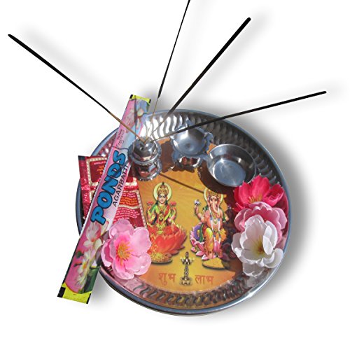 AsiaCraft ® Stainless Steel Pooja Thali Set Dia, 10.8