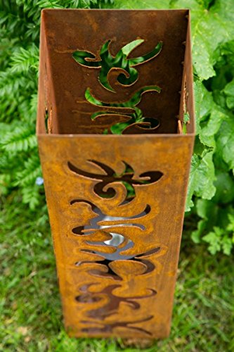 Feuersäule / Säule Metall Edelrost H: 60cm Standsäule f. Bioethanol + Brennpaste - 2