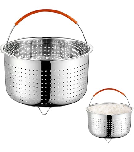 Cuiseur Vapeur Inox 304 SIGANDG - Insert Pour Marmite, 6L Avec Poignée Silicone