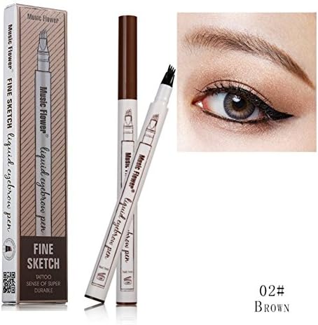 2018 Tattoo Eyebrow Pen with Four Tips Long-lasting Waterproof Brow Gel for Eyes Makeup (02#)