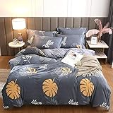 WEHQ Housse de Couette 220x240 Gris, Parure de lit 220X240 Adulte Flanelle Ensemble de Housse de Couette Parure de Lit 2 Personnes Taies d'oreiller Drap Hiver Adulte Flamant Rose Fleur