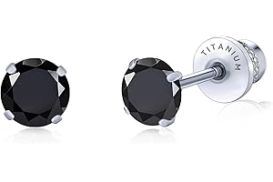 Limerencia Hipoalergenicos G23 Pendientes Titanio Mujer, Pendientes con Rosca 20G Helix F136 Piercing Post,5mm Circonio Cúbico para Mujer, Niñas y Adolescentes Orejas Sensibles.