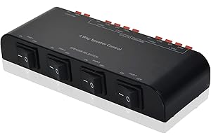 Adwits 4-Kanal Lautsprecher Switcher Selector Box mit Terminal Claps 200W RMS Max 100W umschaltbar, schwarz