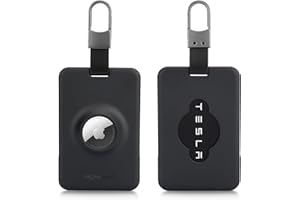 PROfezzion Air Fit Tarjetero para Tesla, Funda para Tarjeta Llave Anti Arañazos con Soporte Airtag y Película Protectora, Tarjetero Llave con Multi Llaveros, Slim Negro (1)