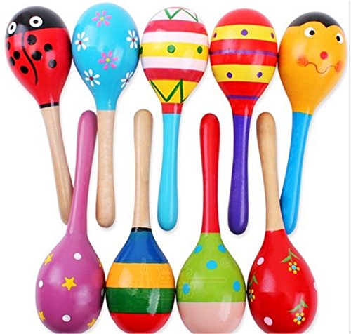 SMO 2pc Wood Maracas Rattle Rattle Shaker music baby rattle baby rattle Mini