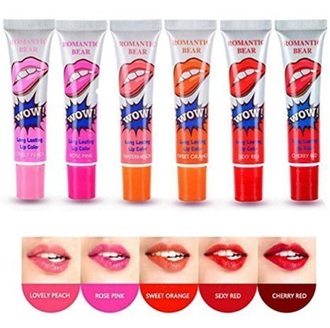 EVERMARKET 6 Colors Peel Off Mask Waterproof Long Lasting Liquid Lip Gloss (6 colors)