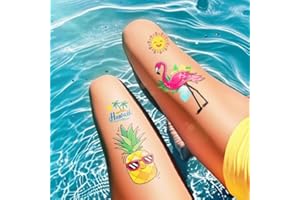 Acevegue Pool Party 104 Hojas Tatuajes Temporales Niños, Tatuajes Temporales Adultos Resistentes al Agua, Hawaii Summer Beach Party Detalles Cumpleaños Niños Niñas Decoration Pegatinas Holiday Regalos