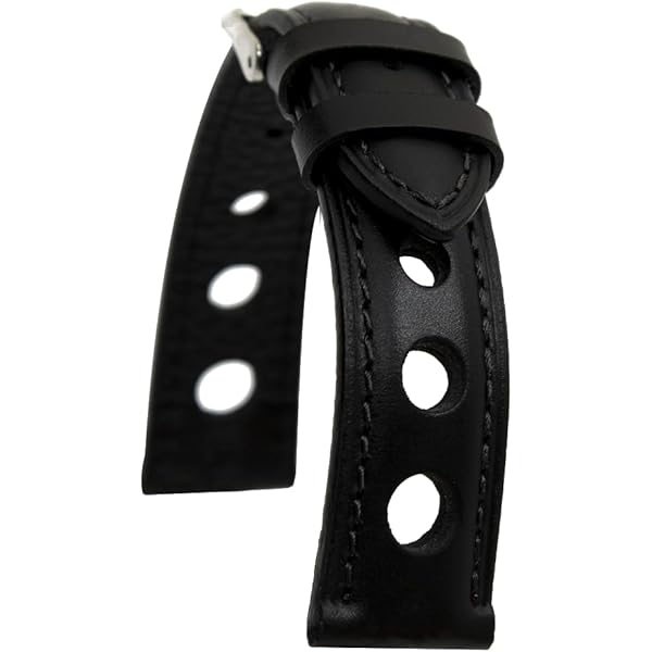 Cinturino Orologio Rally In Pelle - Traforato Vintage Con Cuciture Bianche 18 22mm L 1009354
