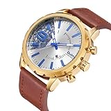 Mechanische Uhren HP3640 Herren Quarzuhr/Persönlichkeit Mode Trend Multifunktions/Seiko Uhr/Multi-Time Zone/großes Zifferblatt/Lederband