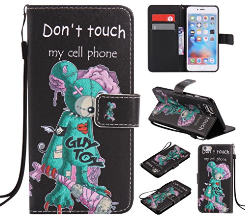 Feeltech iPhone 6 Plus/6s Plus Hülle PU-Leder und Brieftasche Bunte Muster Fall mit Magnetverschluss, Hybrid-Kickstand mit Stand-Funktion, schlagen Sie schützende weiche TPU Stoßstangenabdeckung und Kreditkartenhalter für iPhone 6 Plus/6s Plus Handgelenk Bügel-Buch-Art-Geldbeutel-Tasche mit 2 In 1 Berühren Sie Stift – Grüne Maus - 2
