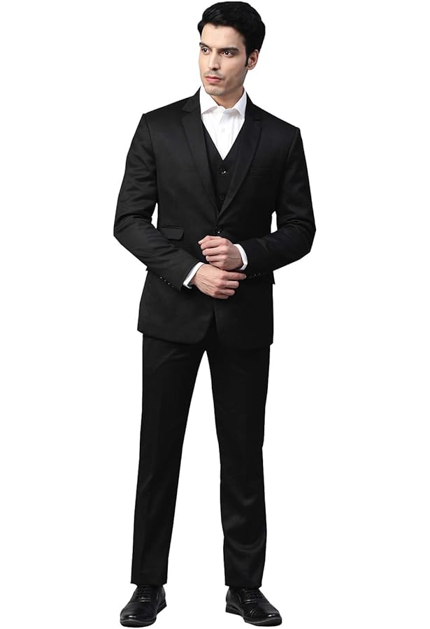 WULFUL Men's Slim Fit 3 Piece Suit, One Button Solid Blazer Business Party Jacket Vest Pants Set
